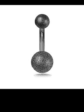 Frosted Sparkle Double Ball Belly Ring - BLACK Glitter
